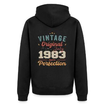 Juli 1983 Geburtstag Juli 1983 Original 1983 Juli - Unisex Premium Bio Zip Hoodie - Schwarz - Hinten - Nico (187cm)