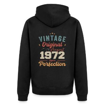 August 1972 Vintage Vintage Birthday Retro - Unisex Premium Organic Zip Hoodie - black - Back - Nico (187cm)