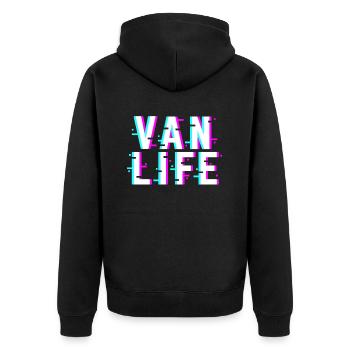 Van Life Camper Van - Unisex Premium Organic Zip Hoodie - black - Back - Nico (187cm)