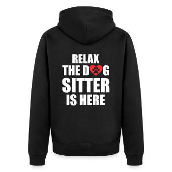 Relax The Dog Sitter Is Here Funny Dog Sitter - Unisex Premium Organic Zip Hoodie - black - Back - Nico (187cm)