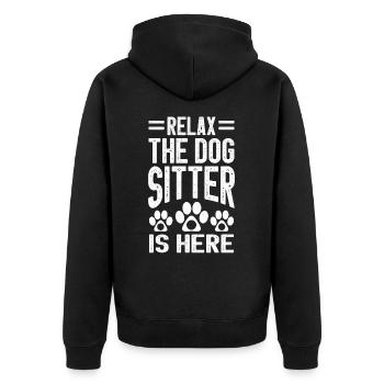 Relax The Dog Sitter Is Here Funny Dog Sitter - Unisex Premium Organic Zip Hoodie - black - Back - Nico (187cm)