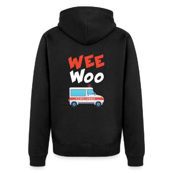 Wee Woo Ambulance AMR Funny EMS EMT Paramedic Gift - Unisex Premium Organic Zip Hoodie - black - Back - Nico (187cm)