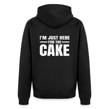 Im Just Here For The Cake - Unisex Premium Organic Zip Hoodie - black - Back - Nico (187cm)