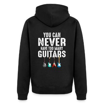 You Can Never Have Too Many Guitars Gitarre - Unisex Premium Bio Zip Hoodie - Schwarz - Hinten - Nico (187cm)