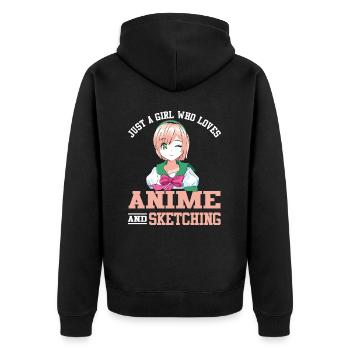 Just A Girl Who Loves Anime And Sketching Anime - Unisex Premium Organic Zip Hoodie - black - Back - Nico (187cm)