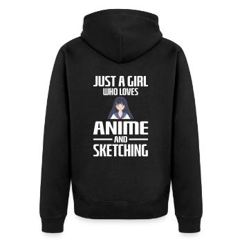 Just A Girl Who Loves Anime And Sketching Anime - Unisex Premium Organic Zip Hoodie - black - Back - Nico (187cm)