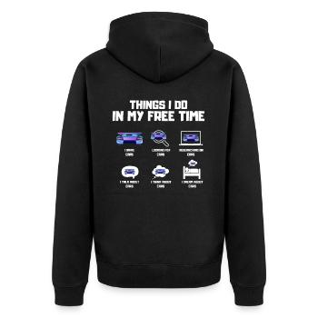 Autofreak - Unisex Premium Bio Zip Hoodie - Schwarz - Hinten - Nico (187cm)
