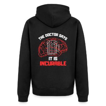 Bier Patient - Unisex Premium Bio Zip Hoodie - Schwarz - Hinten - Nico (187cm)