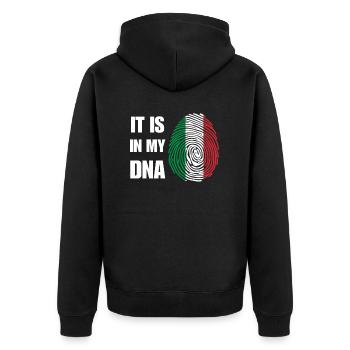 Italien ist in meiner DNA - Unisex Premium Bio Zip Hoodie - Schwarz - Hinten - Nico (187cm)