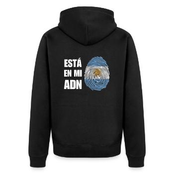 Argentinien ist in meiner DNA - Unisex Premium Bio Zip Hoodie - Schwarz - Hinten - Nico (187cm)
