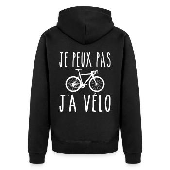 Ich kann kein Fahrrad haben - Unisex Premium Bio Zip Hoodie - Schwarz - Hinten - Nico (187cm)