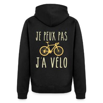Ich kann kein Fahrrad haben - Unisex Premium Bio Zip Hoodie - Schwarz - Hinten - Nico (187cm)