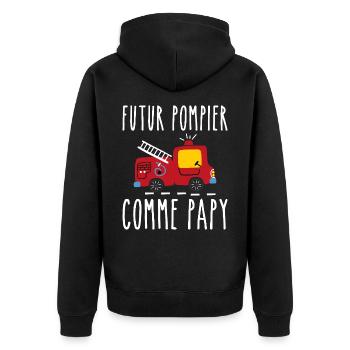 Futur pompier cadeau humour - Veste à capuche bio Premium Unisexe - noir - Dos - Nico (187cm)