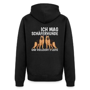 Deutscher Schäferhund Ich mag Schäferhunde - Unisex Premium Bio Zip Hoodie - Schwarz - Hinten - Nico (187cm)