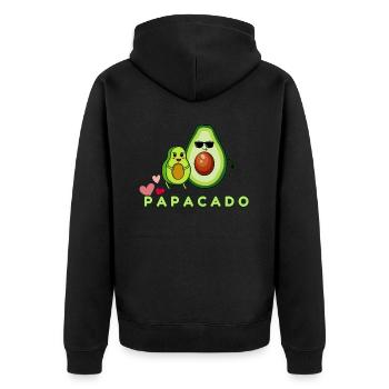Lustiger Spruch Papacado Avocado - Unisex Premium Bio Zip Hoodie - Schwarz - Hinten - Nico (187cm)