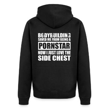 Bodybuilding Gym Musculation Pornstar Fitness - Veste à capuche bio Premium Unisexe - noir - Dos - Nico (187cm)