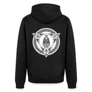 Zodiac sign Viking fox - Unisex Premium Organic Zip Hoodie - black - Back - Nico (187cm)