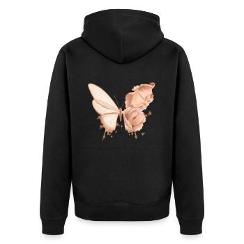 Butterfly - Unisex Premium Organic Zip Hoodie - black - Back - Nico (187cm)
