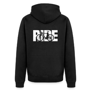 Ride Bike T-shirt Cycling Gift for Cyclist - Unisex Premium Organic Zip Hoodie - black - Back - Nico (187cm)