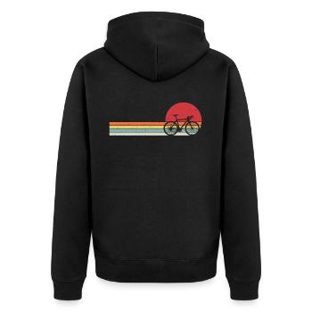 Retro Bike T-shirt Cycling Gift for Cyclist - Unisex Premium Organic Zip Hoodie - black - Back - Nico (187cm)