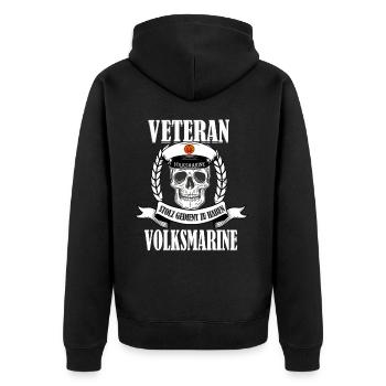 Volksmarine DDR NVA Veteran - Unisex Premium Bio Zip Hoodie - Schwarz - Hinten - Nico (187cm)