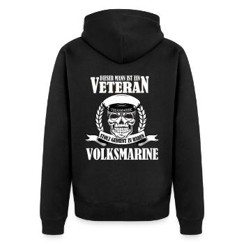Veteran Volksmarine NVA nationale Volksarmee - Unisex Premium Bio Zip Hoodie - Schwarz - Hinten - Nico (187cm)