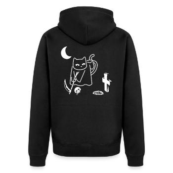 Chat effrayant au golf - Veste à capuche bio Premium Unisexe - noir - Dos - Nico (187cm)