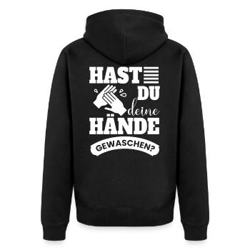 Hast Du Hände Gewaschen? Coronavirus COVID19 2020 - Unisex Premium Bio Zip Hoodie - Schwarz - Hinten - Nico (187cm)