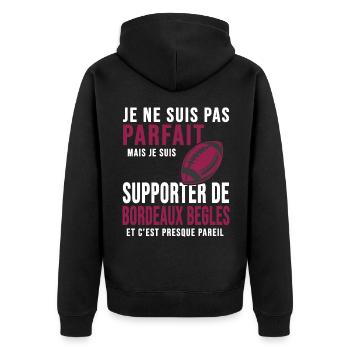 supporter rugby stade Bordeaux Begles club rugby - Veste à capuche bio Premium Unisexe - noir - Dos - Nico (187cm)