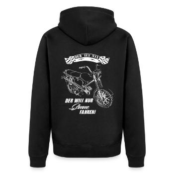 DER TUT NIX - DER WILL NUR SIMME FAHREN - Unisex Premium Bio Zip Hoodie - Schwarz - Hinten - Nico (187cm)