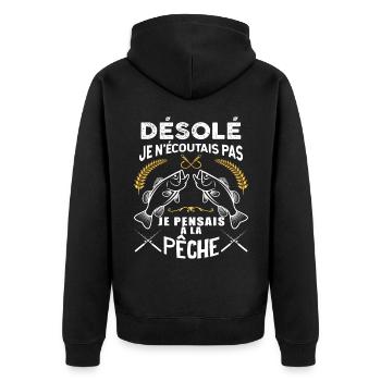 Pêcheur Citation humour Pour Papa - Veste à capuche bio Premium Unisexe - noir - Dos - Nico (187cm)