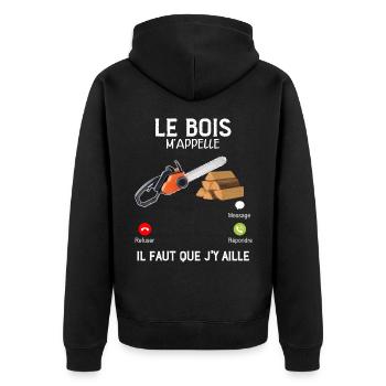 Le Bois M'Appelle - Veste à capuche bio Premium Unisexe - noir - Dos - Nico (187cm)
