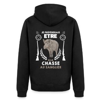 la Chasse au sanglier Ma Préférence A Moi - Veste à capuche bio Premium Unisexe - noir - Dos - Nico (187cm)