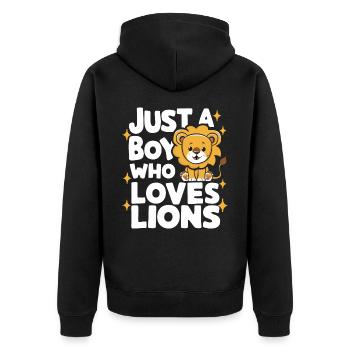 Lion Lion Animal Africa - Unisex Premium Organic Zip Hoodie - black - Back - Nico (187cm)