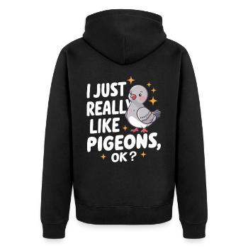 Pigeon Pigeons Animal Oiseau - Veste à capuche bio Premium Unisexe - noir - Dos - Nico (187cm)