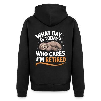 Faultier Faultiere Schlafen Faul - Unisex Premium Bio Zip Hoodie - Schwarz - Hinten - Nico (187cm)