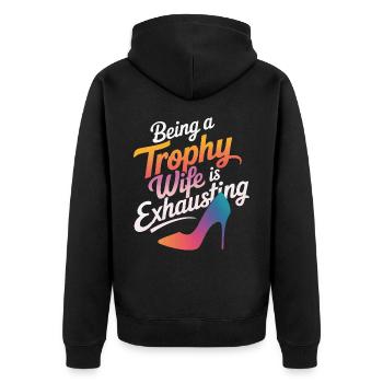 Frau Ehefrau Partnerin Familie Verheiratet - Unisex Premium Bio Zip Hoodie - Schwarz - Hinten - Nico (187cm)
