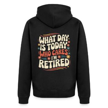 Rentner Ruhestand Rente Pensionierung - Unisex Premium Bio Zip Hoodie - Schwarz - Hinten - Nico (187cm)