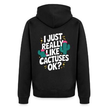 Cactus Cacti Desert Plant - Unisex Premium Organic Zip Hoodie - black - Back - Nico (187cm)