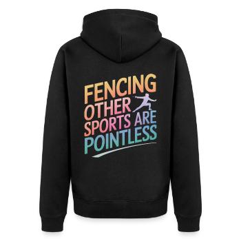 Fencing Fencers - Unisex Premium Organic Zip Hoodie - black - Back - Nico (187cm)