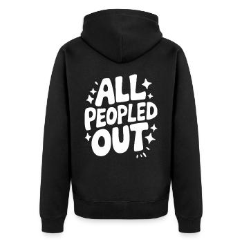 Introvertierter asozialer introvertierter - Unisex Premium Bio Zip Hoodie - Schwarz - Hinten - Nico (187cm)