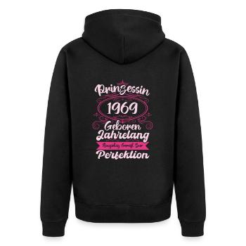 Prinzessin seit 1969 Geburtstag 1969 - Unisex Premium Bio Zip Hoodie - Schwarz - Hinten - Nico (187cm)