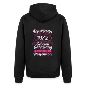 Prinzessin seit 1972 Geburtstag 1972 - Unisex Premium Bio Zip Hoodie - Schwarz - Hinten - Nico (187cm)