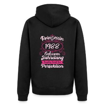 Prinzessin seit 1988 Geburtstag 1988 - Unisex Premium Bio Zip Hoodie - Schwarz - Hinten - Nico (187cm)