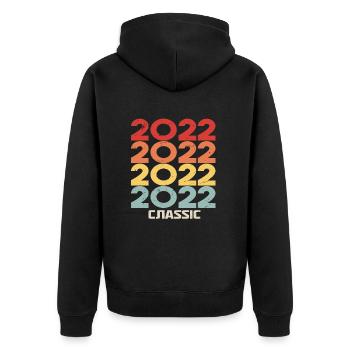 2022 Anniversary in classic vintage style 2022 - Unisex Premium Organic Zip Hoodie - black - Back - Nico (187cm)