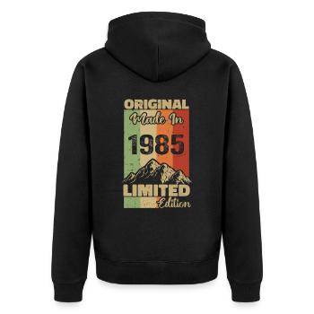 1985 Original - Made in 1985 - Limited Edition - Unisex Premium Organic Zip Hoodie - black - Back - Nico (187cm)