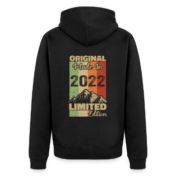 2022 Original - Made in 2022 - Limited Edition - Unisex Premium Bio Zip Hoodie - Schwarz - Hinten - Nico (187cm)