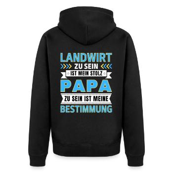 Landwirt zu sein ist mein Stolz; Papa Geschenk - Unisex Premium Bio Zip Hoodie - Schwarz - Hinten - Nico (187cm)
