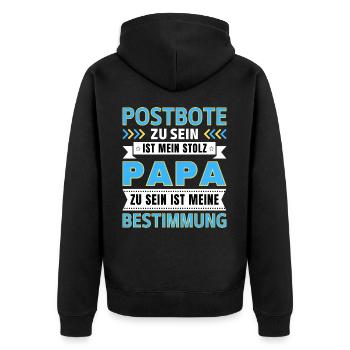 Postbote zu sein ist mein Stolz; Papa Geschenk - Unisex Premium Bio Zip Hoodie - Schwarz - Hinten - Nico (187cm)