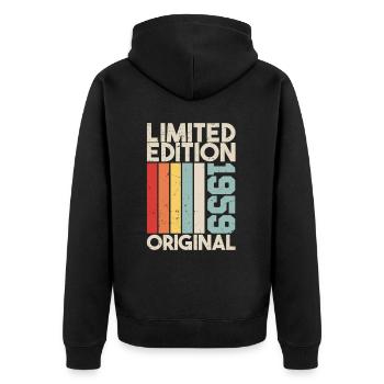 1959 - Limited Edition Birthday Gift 1959 Original - Unisex Premium Bio Zip Hoodie - Schwarz - Hinten - Nico (187cm)